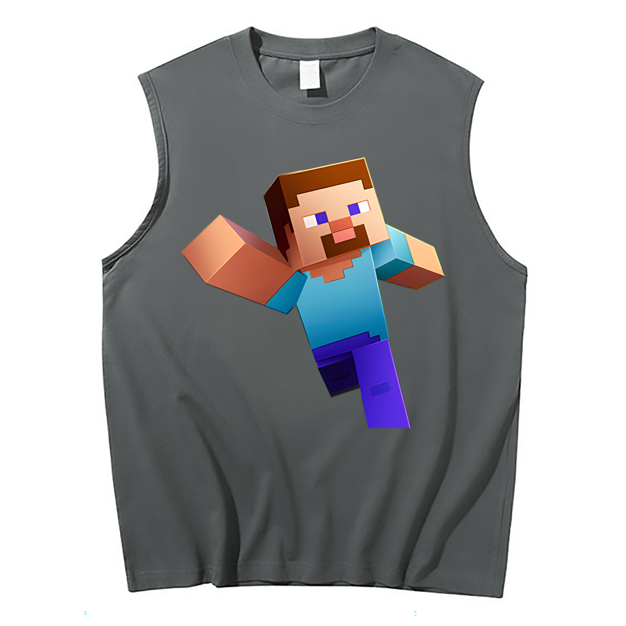 （画像用） マインクラフト ブロックの世界 Minecraft MC Block world コットン100％タンクトップ（フロントプリント）
